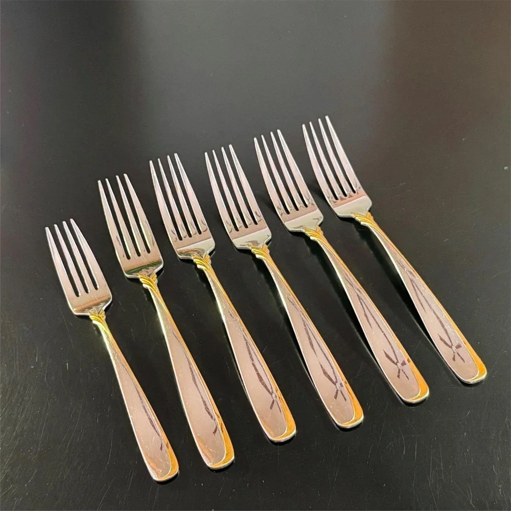 Yamazaki Patrick Stainless Flatware AFFAIR GOLD Lot of 1 Salad & 5 Dinner Forks